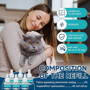 Produk hewan peliharaan Premium Diffuser feromon menenangkan kucing alami bahan plastik untuk penggunaan ruang tamu kucing Calms dan anjing - Product Image 3