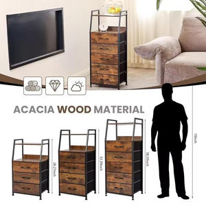 Organizador de Gabinete Rústico Marrón Db con 5 Cajones, Material de Madera de Acacia, Estante de Almacenamiento para Dormitorio con Marco de Metal - Product Image 3