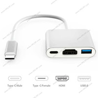Adaptador multipuerto USB-C 3 en 1, estación de acoplamiento con puerto de carga PD USB3.0 tipo C