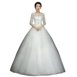 Vestido de noiva branco, vestido de noiva bordado da coréia saia bolhas vestidos de noiva