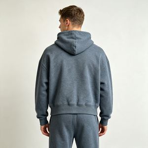 men's hoodies New Design French Terry <b>Drop</b> Shoulder Oversized <b>Box</b> Hoodies Top Quality 100% Cotton Heavyweight Blank Boxy Hoodie - Product Image 4