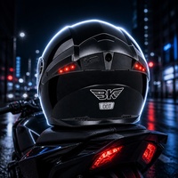 Casques de moto intégraux légers et aérodynamiques à double visière avec éclairage arrière LED, homologués DOT, en ABS