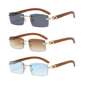 Wholesale Vintage Brand Design Rimless Small Square Sun <strong>Glasses</strong> UV400 Sunglasses Ocean Lens Gold Metal Frame <strong>Fashionable</strong> Eyewear - Product Image 1