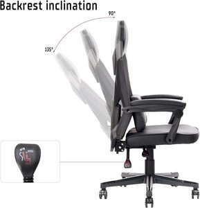 <span class=keywords><strong>Fauteuil</strong></span> <span class=keywords><strong>gamer</strong></span> inclinable en maille noire, promotionnel, le moins cher, avec rembourrage, fonction bascule, élégant, idéal pour le gaming. - Product Image 4