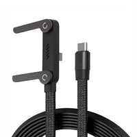 Câble de charge rapide Type-C 240W 5A avec gaine en nylon et support de téléphone pour iPhone, jeux, bureau, voyages, écouteurs et montres connectées