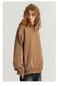 Vente directe d'usine, sweat-shirt pour femme personnalisé en tissu French Terry lourd, style vintage américain, effet délavé - Product Image 3