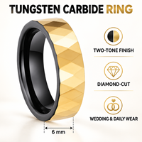 Bague pour homme en carbure de tungstène bicolore noir et or de 6 mm, coupe diamant, alliance de mariage pour homme, fabricant de bijoux sur mesure, vente en gros