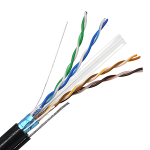 <strong>CAT6</strong> FTP 4 Pairs 23AWG 0.56mm Solid Pure Copper with Steel Messenger PE Jacket Outdoor Aerial Network <strong>Cable</strong> - Product Image 1