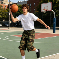 Pantalon de survêtement camouflage vintage pour homme, coupe large, style basketball, vente en gros OEM