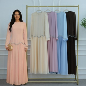 Nouvelle Robe Modeste 2026 avec Grand Volant à Volants, Chaîne de Taille en Cristal, Robe de Soirée É<span class=keywords><strong>l</strong></span>égante, Abaya à Nouer au Dos pour Femme Musulmane - Product Image 1