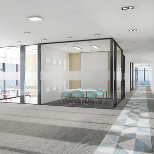 Cloison en verre sans cadre avec porte en verre Quincaillerie de porte coulissante à pivot Aspect sans couture Transparence maximale Division de l'espace - Product Image 3