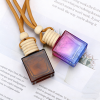 Diffuseur de parfum pour voiture suspendu, flacon carré en verre vide de 8 ml avec impression sérigraphique