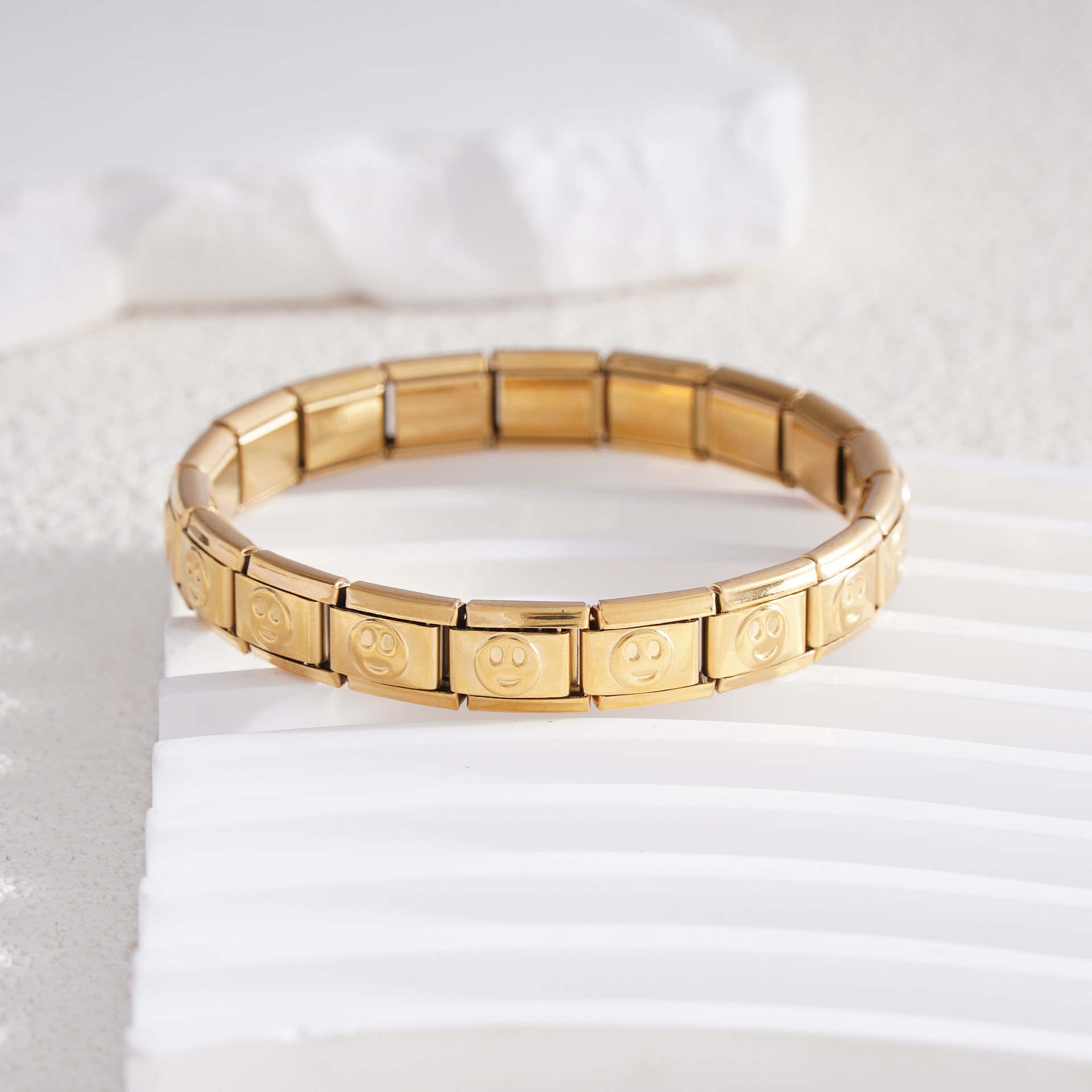 Smiley face watch strap (all gold)