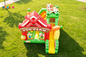 WINSUN Château gonflable ferme avec toit en chaume, poteaux en forme de maïs et toboggan grange pour enfants, idéal pour fêtes en extérieur et location commerciale - Product Image 2