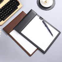 Carpeta de cuero para reuniones de oficina con logotipo personalizado, carpeta magnética para negocios B5 A5 A6, Clip para tablero de escritura con portalápices