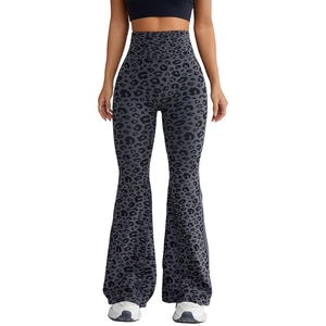 Pantalones de Yoga Europeos y Americanos para Mujer, Cintura Alta, Deportivos, Estampado de Leopardo, Pierna Ancha, Estilo Flare, para Primavera y Otoño - Product Image 5