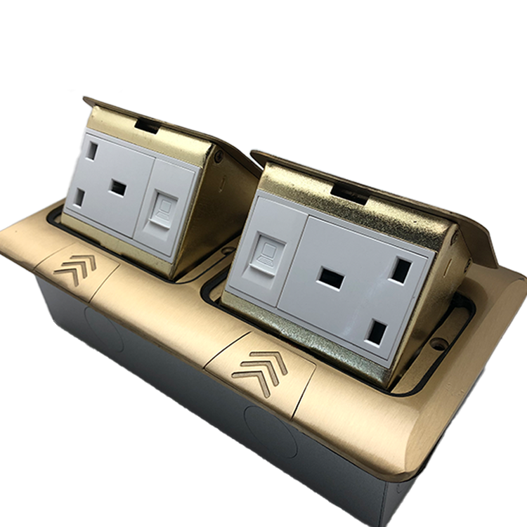 Factory Sale Double 13A and Thele Socket Pop up Electrical Outlet With Cover Box Customizable Floor Sockets Pop-Up Floor Box