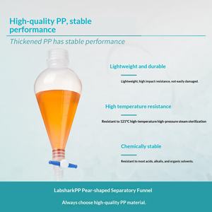 Entonnoir de séparation en plastique Labshark, forme poire, PP, avec bouchon à vis en PTFE, fabriqué en Chine, 125/250/500/1000 - Product Image 2