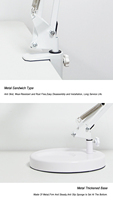 Lampe de bureau à pince LED moderne, simple, flexible, pliable, en aluminium et ABS, avec loupe, électrique, USB, tricolore, réglable, pour lecture et étude