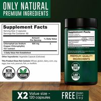 Cápsulas de Clorofila de Marca Privada OEM/ODM para Desintoxicación y Limpieza, Refuerzo del Sistema Inmunitario, Veganas, Halal, para Adultos, 120 Cápsulas/Botella