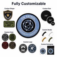 Badge brodé circulaire en gros, écusson personnalisé avec logo et surpiqûres denses pour vêtements, sacs, vestes et accessoires
