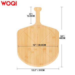 <span class=keywords><strong>Pala</strong></span> para pizza de bambú WOQI, tabla para pizza de madera lisa y tabla para cortar pizza con 8 ranuras, accesorios para horno de pizza al aire libre. - Product Image 3