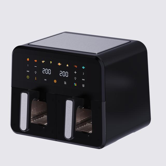 Digital Two Basket 12L Large Capacity Screen Oven Air Fryer Dual Zone Basket App-Controlled Energy-Saving for Household Use