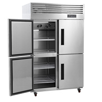 Congélateur commercial vertical quatre portes en acier inoxydable à prix d'usine pour restaurant