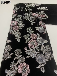 Vải ren đính cườm cao cấp 2025, vải cưới cao cấp, thêu hạt cườm và kim tuyến sang trọng - Product Image 5