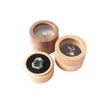 Boîte à bagues de mariage transparente en acrylique et bois de hêtre avec couvercle supérieur et inférieur, pour femme, en bois massif, pour rangement de diamants