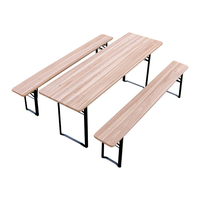 Offre Spéciale : Ensemble Table et Chaises Pliantes en Bois pour Extérieur – Idéal Camping, Restaurant, Fêtes, avec Porte-Bière Intégré
