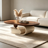 Table basse en bois moderne et minimaliste pour petit salon, design créatif tendance en forme de crème pour le visage