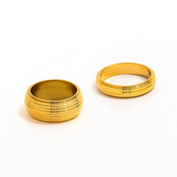 Joolim Edelstahl-Schmuck Großhandel 18K Vergoldeter Gewölbter Mehrschichtiger Linien-Bandring für Damen Mode-Geschenk