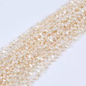 Cuentas de Perlas de Agua Dulce Naturales Barrocas de 5-6 mm, Hechas a Mano en Zhuji, de Doble Cara con Orificio, Color Blanco, para Joyería DIY - Product Image 3