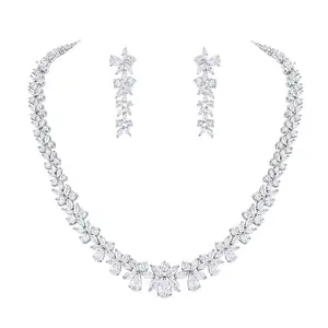 Wedding Jewelry SET Crystal Bridal Jewelry Set Cubi Zirconia Necklace Earrings for Women Prom Bride Bridesmaids or Mom's Gifts