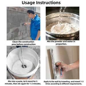 Stucco in Polvere Bianco Personalizzato per Pareti Esterne 15kg per Ristrutturazione Muri Vecchi Impermeabile Anti-Muffa Durevole Applicabile a Pennello Direttamente dalla Fabbrica OEM - Product Image 3