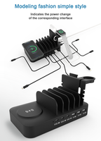 Station de charge pour plusieurs appareils, chargeur USB 9 ports 150W avec séparateurs réglables, compatible avec tablette/TWS/téléphone portable/montre