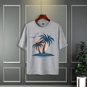 Camiseta de punto con cuello redondo y poliéster 100% para hombre al por mayor, camiseta de manga corta con estampado digital de 180 gramos de estilo vintage para gimnasio - Product Image 2