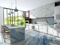Dalle de quartzite bleu iceberg du Brésil de luxe – Pierre naturelle de marbre bleu Céleste pour murs, sols, tables, comptoirs de cuisine et îlots