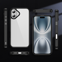 Étui de téléphone 2 en 1 en TPU transparent et PC, avec cadre surélevé pour l'appareil photo, robuste, antichoc, anti-rayures, découpes précises pour iPhone 16 Plus