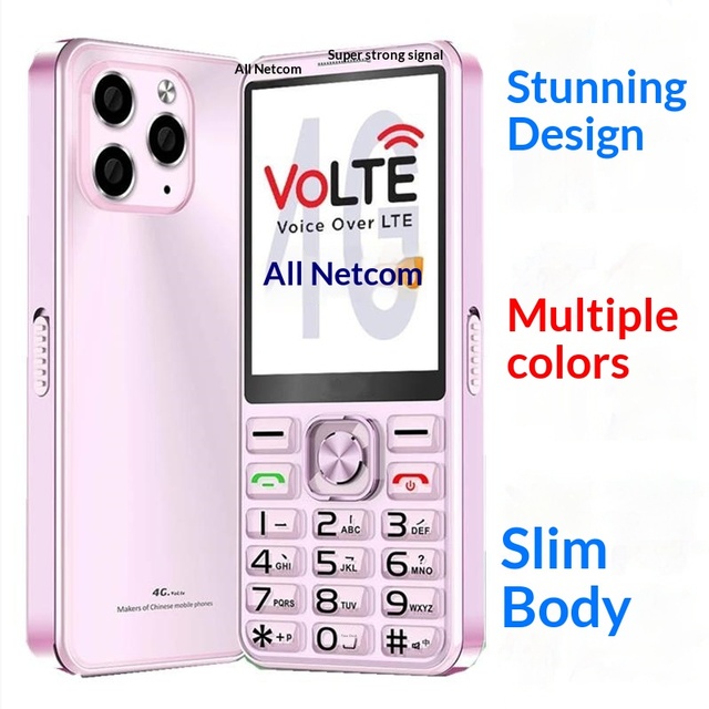 4G VO LTE 2.8 Cell Phone Dual SIM FM Radio Flashlight Expandable Memory Mini-Games Crystal Button Long-lasting Battery