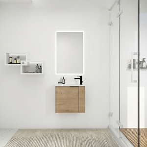 Moderno Lavabo de Baño de 22 Pulgadas para Montar en la Pared con Puerta de Cierre Suave, Lavabo de Cerámica, Diseño Flotante, Estilo Minimalista - Product Image 2