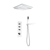 Système de colonne de douche encastré moderne dans le mur Mitigeur thermostatique de salle de bain Robinet de douche pour hôtel Laiton Chrome Moderne