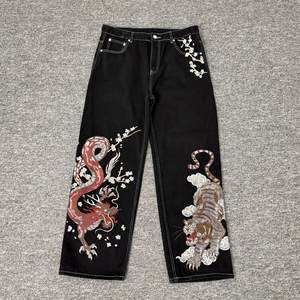 Pantalon en jean noir classique OEM, broderie de haute qualité, coupe ample, Derschutze, <span class=keywords><strong>jeans</strong></span> pour hommes - Product Image 1