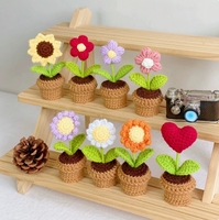 Cadeaux de festival créatifs et populaires, mini-plantes en pot, fleurs au crochet faites à la main, ornements pour la maison, le bureau, la décoration de voiture