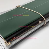 Couverture de carnet de voyage en vinyle transparent personnalisée avec gaufrage, format A5 A6 standard, couverture de planificateur/agenda en PVC personnalisée avec bande élastique