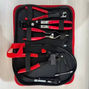Plowing Automotive Pipe Clamp Pliers 4 Piece Set High Carbon Steel Red Zipper <b>Bag</b> Auto Repair <b>Tool</b> <b>Kit</b> - Product Image 3