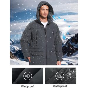 Men's Long Parka Winter Coat Hooded Puffer <b>Jacket</b> Heavy Warm Water Resistant Outerwear Cold Weather Wear - Product Image 2