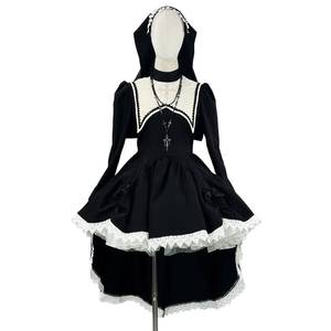Disfraz de Monja Oscuro y Atractivo en Oferta con Cruz Bordada para Halloween, Cosplay, Actuaciones Escénicas y Subculturas - Product Image 1