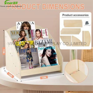 Estante organizador de madera de 4 niveles, soporte de exhibición de tarjetas de felicitación para postales, pegatinas y exhibición de encimera de supermercado - Product Image 5